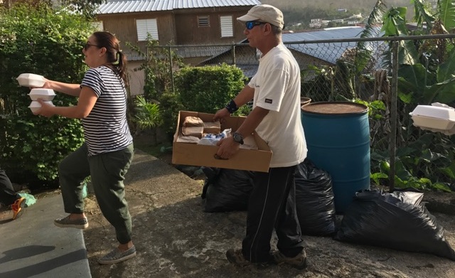 Dropping off supplies in rural Puerto Rico